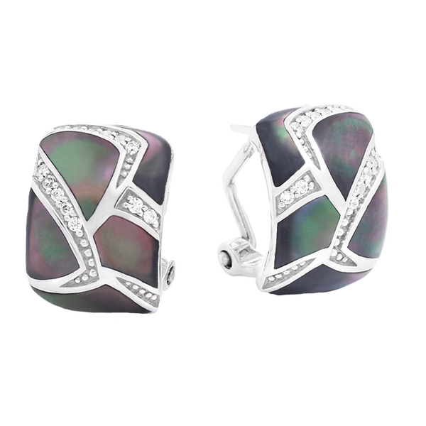 Sirena Mother of Pearl Black Earrings
