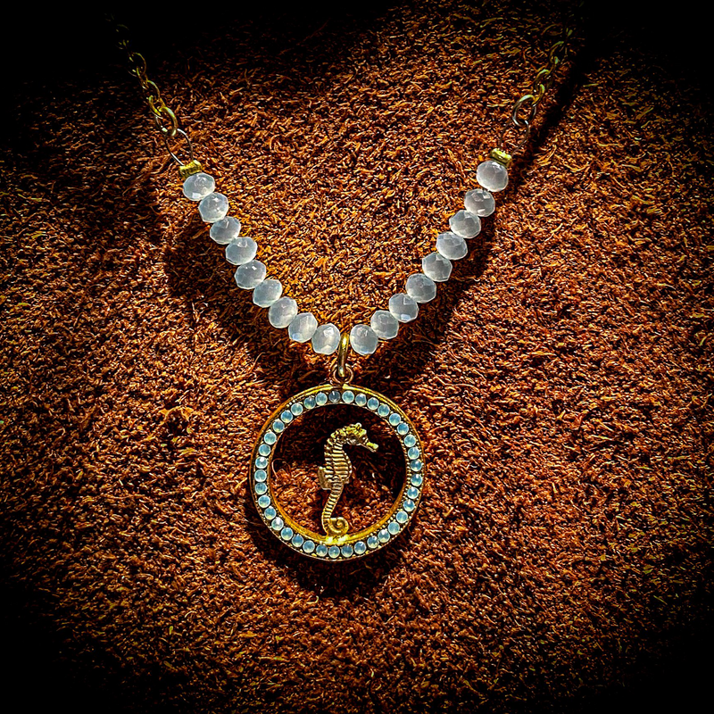 Gold Ringed Seahorse Necklace