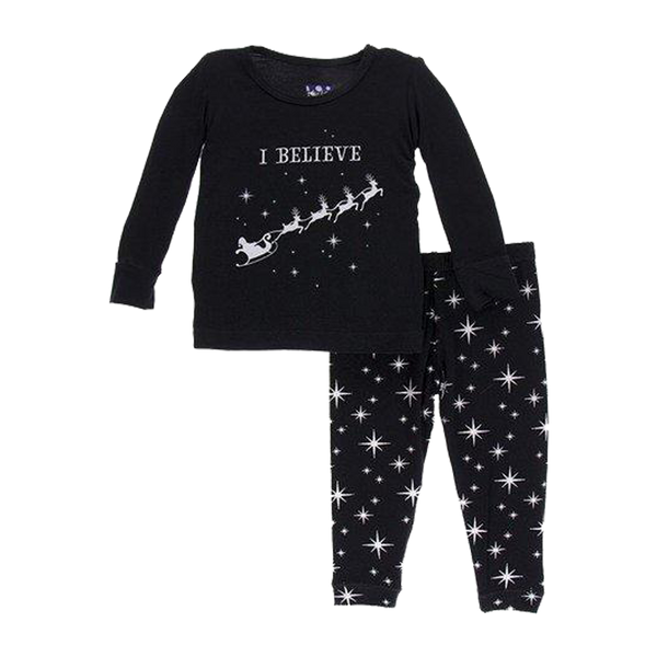 Silver Stars Long Sleeve Pajama Set
