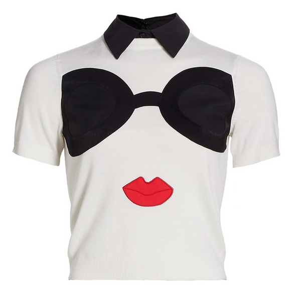 Linden Stace Face Short-Sleeve Sweater
