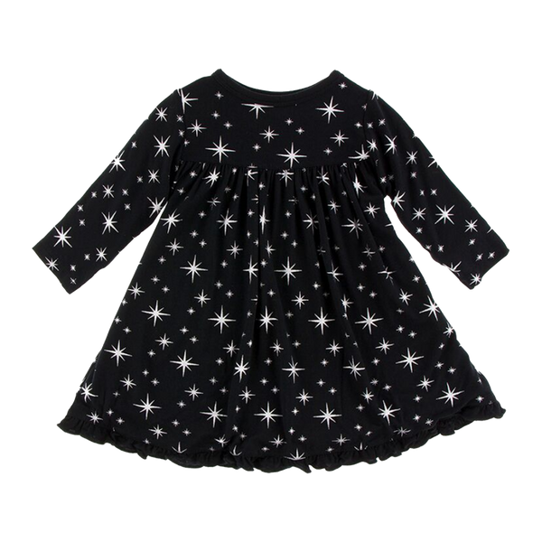Long Sleeve Silver Stars Swing Dress