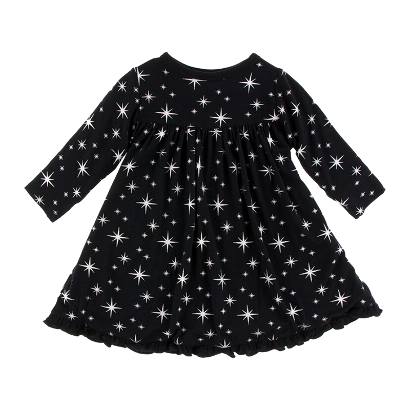 Long Sleeve Silver Stars Swing Dress