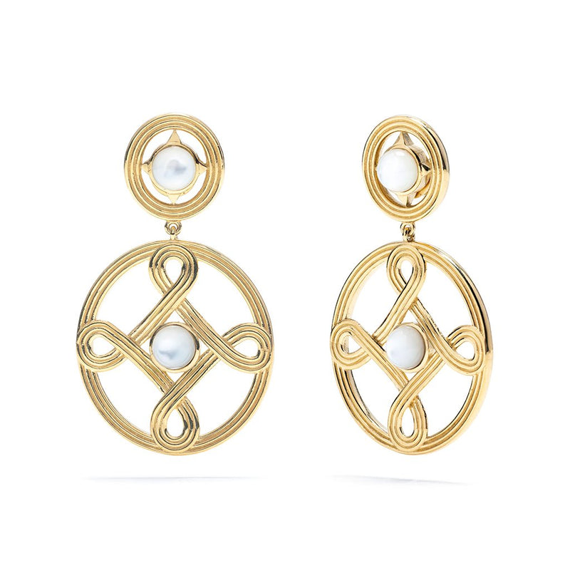 Monique Double Earrings, Mother of Pearl