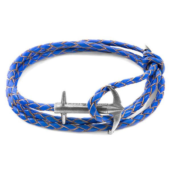 Admiral Anchor Silver Braided Leather Bracelet