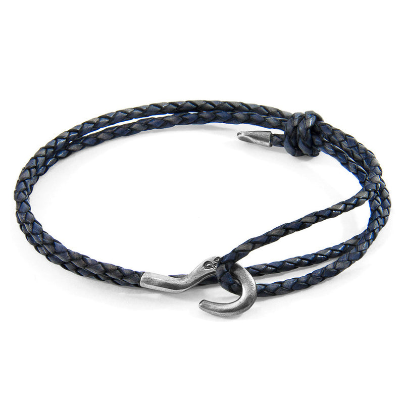 Charles Silver Braided Leather Skinny Bracelet