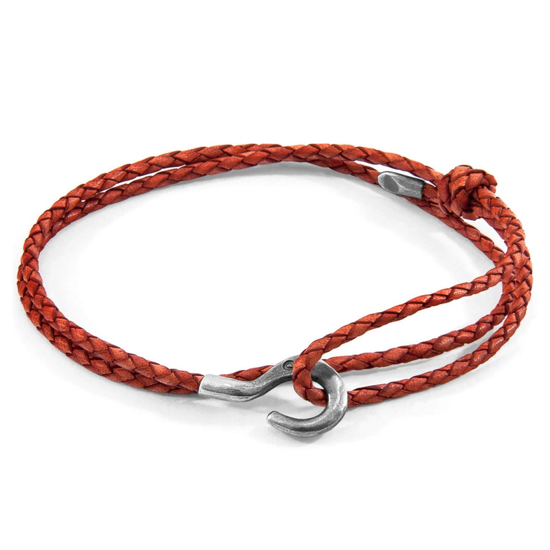Charles Silver Braided Leather Skinny Bracelet