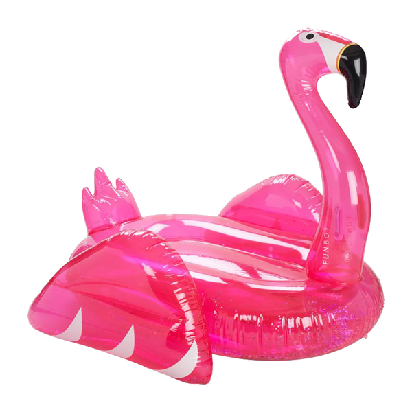 CLEAR PINK GLITTER FLAMINGO