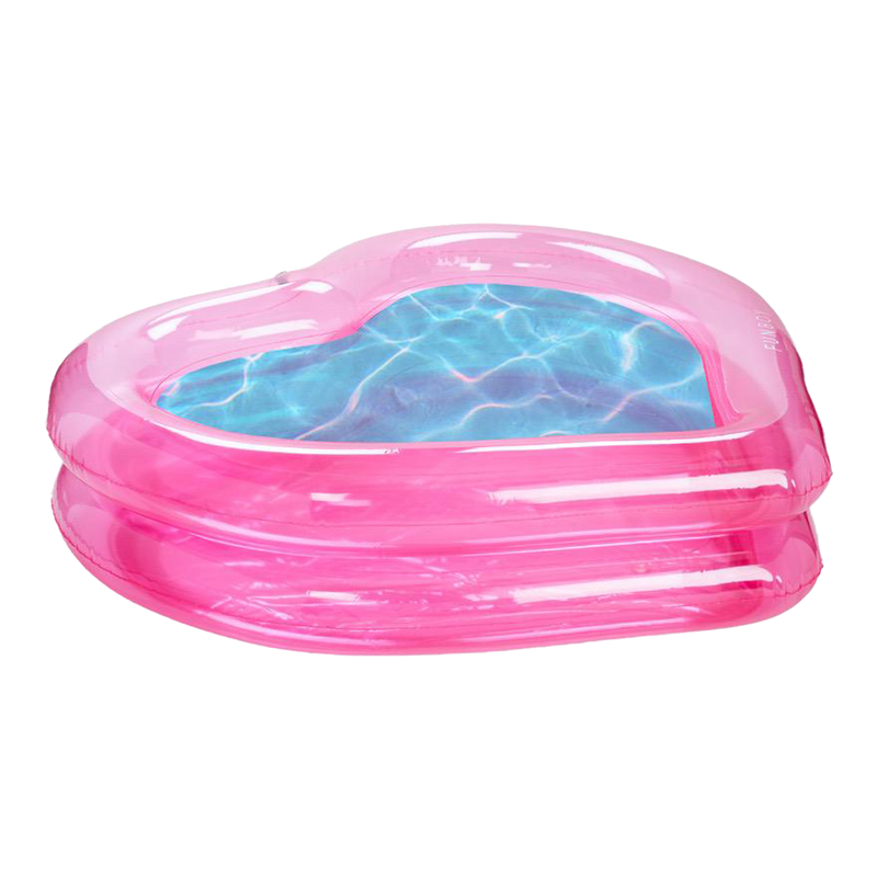 CLEAR PINK HEART INFLATABLE POOL