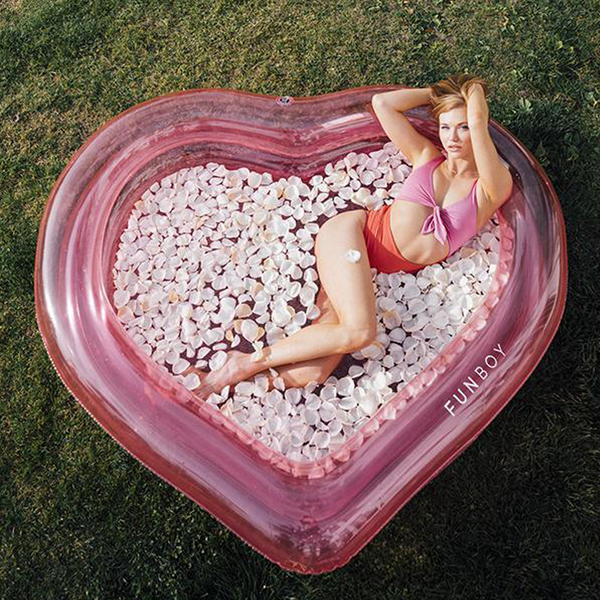 CLEAR PINK HEART INFLATABLE POOL