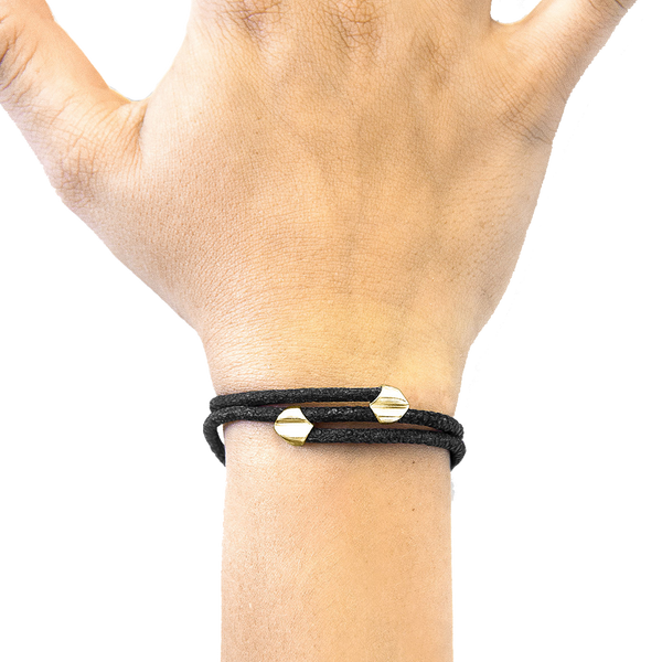 Raven Black Conway 9ct Yellow Gold Stingray Leather Bracelet
