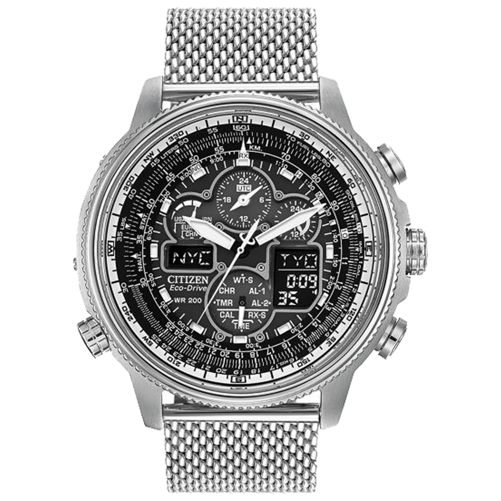 海外　CITIZEN エコドライブ　WR200 CITIZEN MEN ECO WR200 SS BRAC BLCK – The Gold Parrot