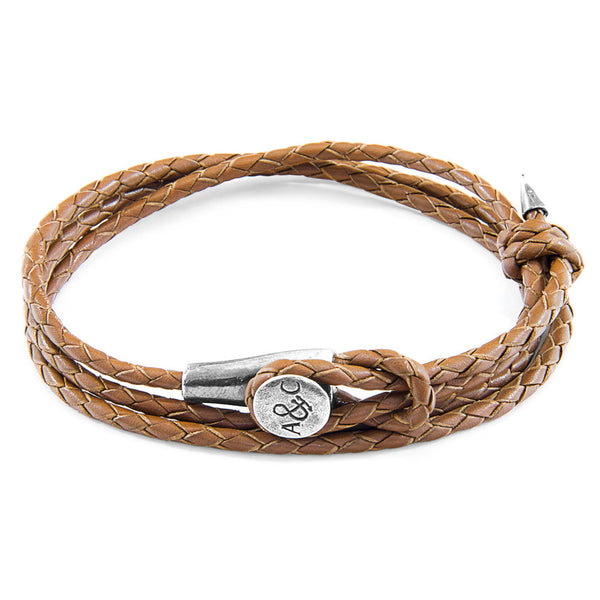 Dundee Silver & Braided Leather Bracelet