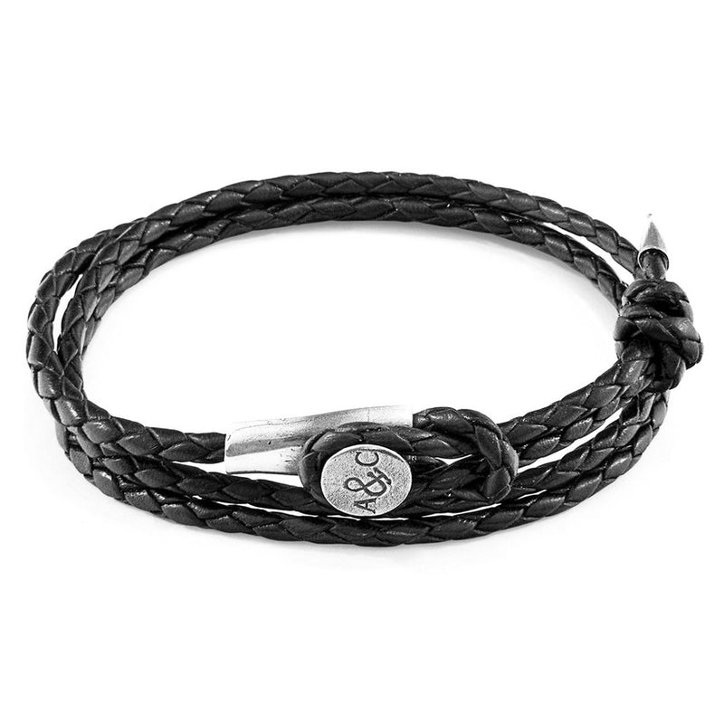 Dundee Silver & Braided Leather Bracelet
