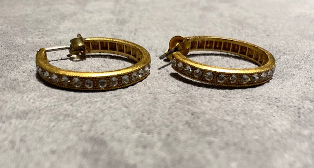Gold Rhinestone Hoop Earrings