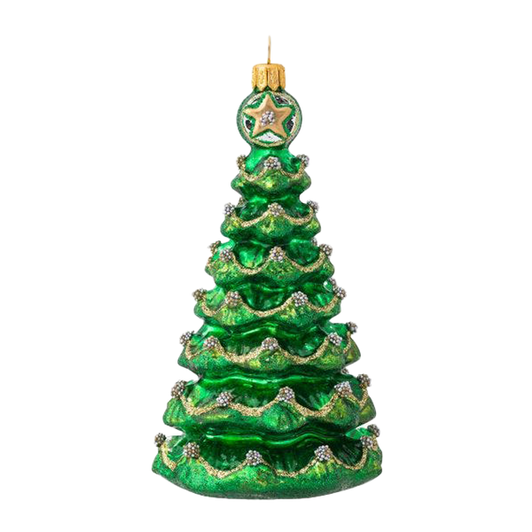 Berry & Thread Green Tree Glass Ornament