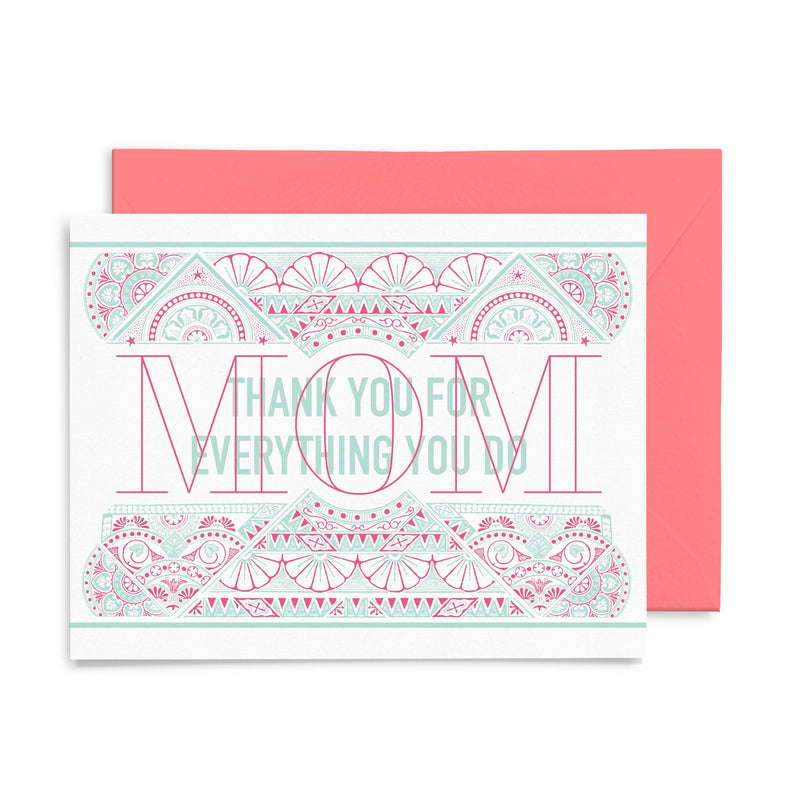 Thank You Mom | Mother's Day | Letterpress Greeting Card Regular price