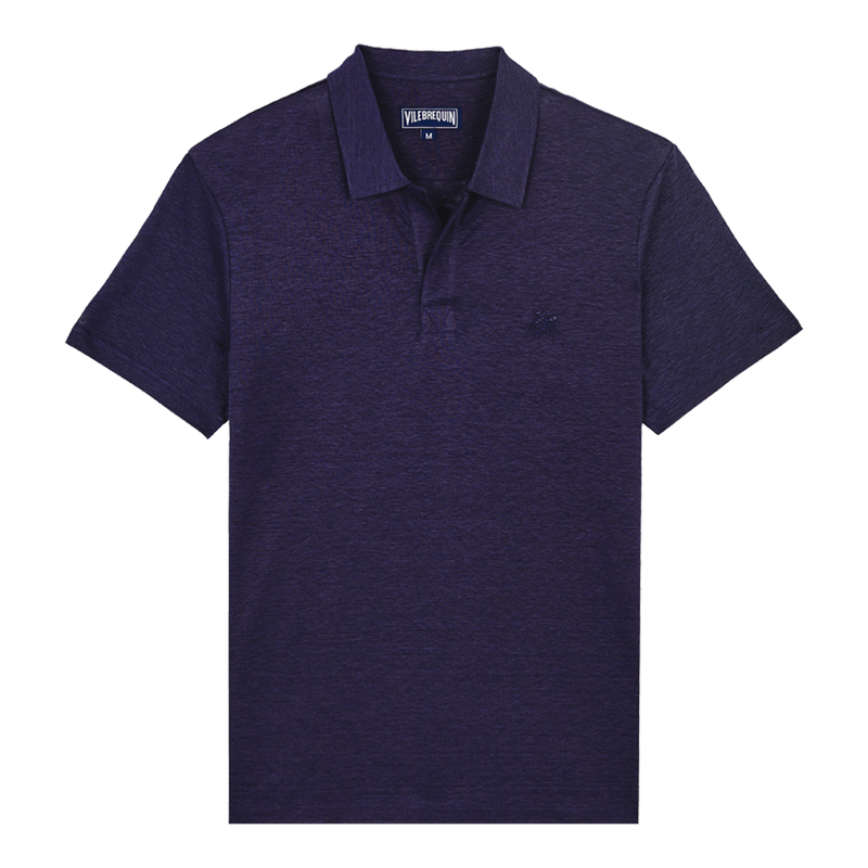 MEN LINEN JERSEY POLO SHIRT SOLID
