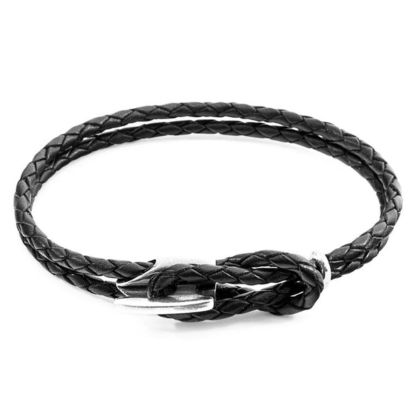 Padstow Silver & Braided Leather Bracelet