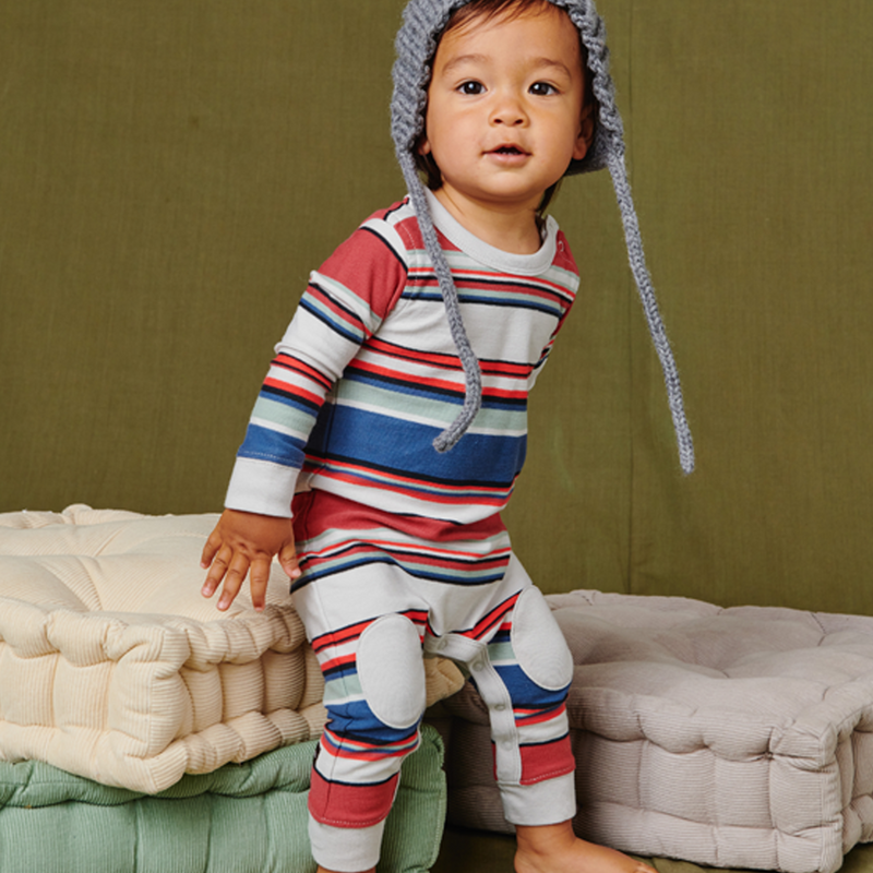 Stripe Knee Patch Baby Romper
