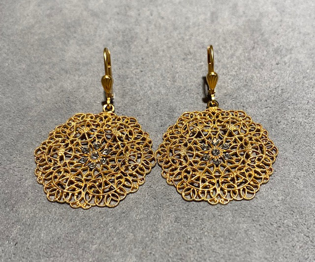 Gold Round Pave Earring
