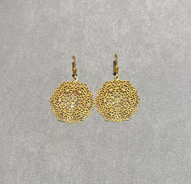 Gold Round Pave Earring