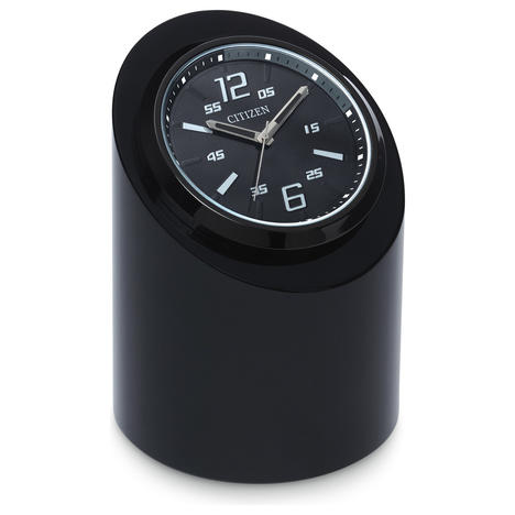 Workplace Desk Clock Black Crystal Gray Dial