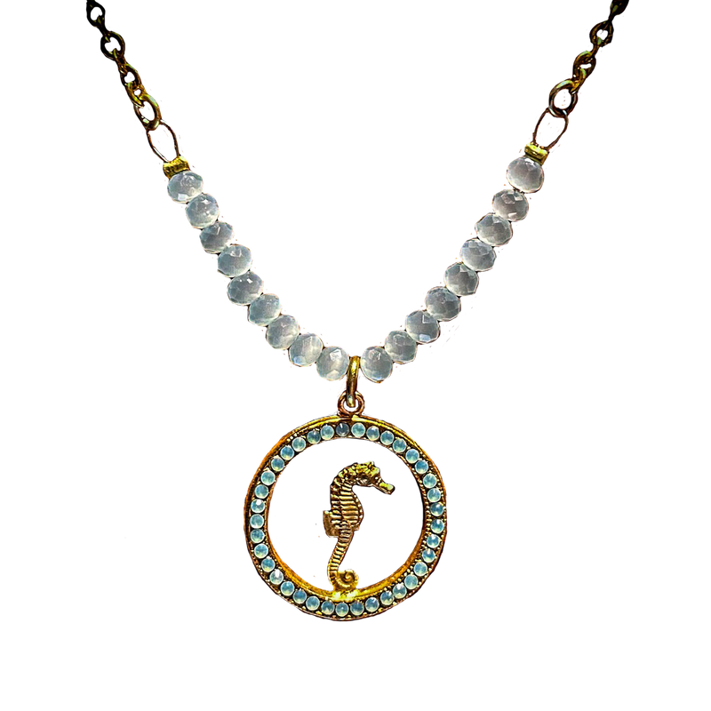 Gold Ringed Seahorse Necklace