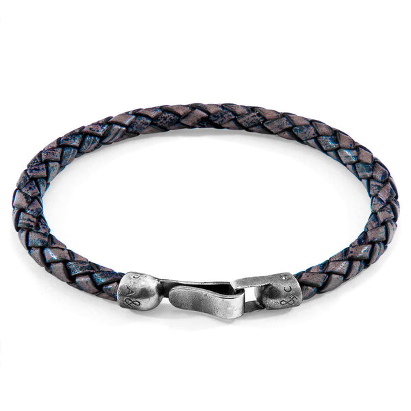 Sky Silver & Braided Leather Bracelet