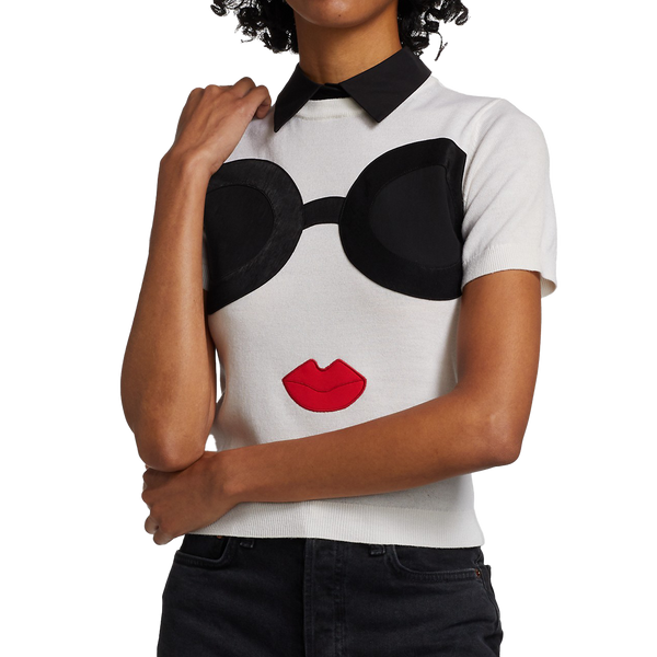 Linden Stace Face Short-Sleeve Sweater