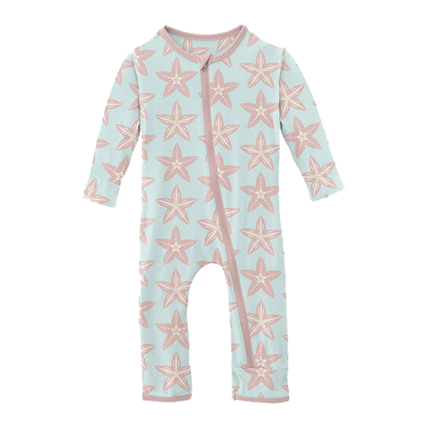 Starfish Print Coverall with Zipper