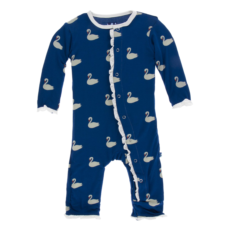 Print Muffin Ruffle Coverall with Snaps