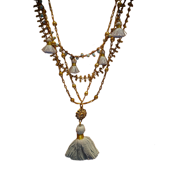 Teal Tassel Necklace