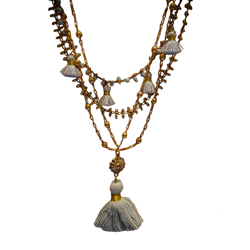 Teal Tassel Necklace