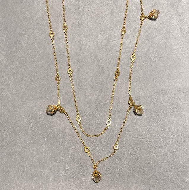 Tin Cup Necklace with Crystals
