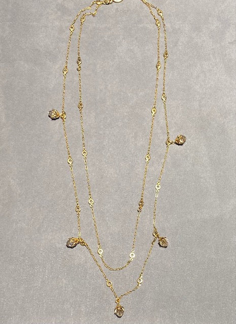 Tin Cup Necklace with Crystals