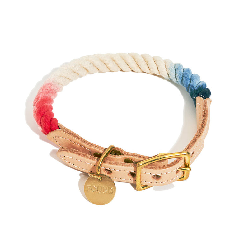 Red White & Blue Ombre Rope Collar